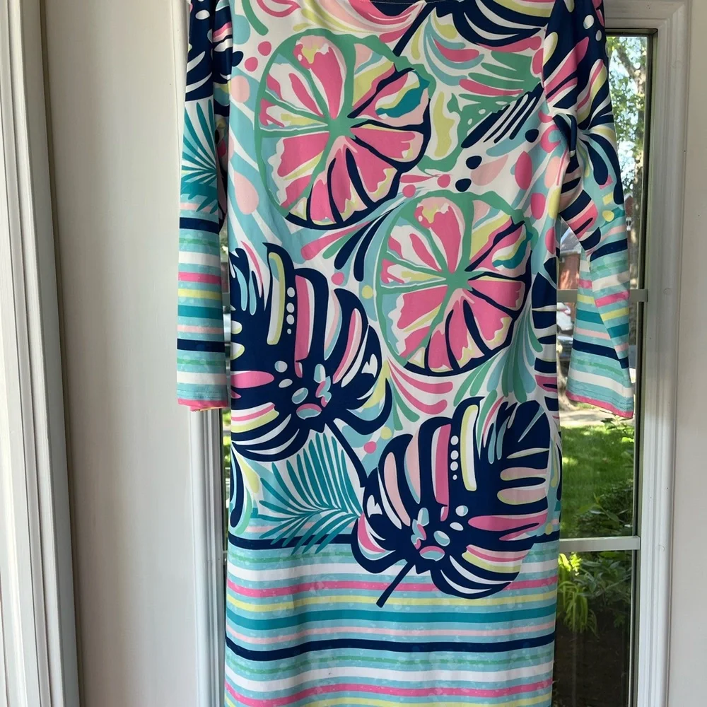 Colorful Floral and Striped Dress - Picture 2 of 2